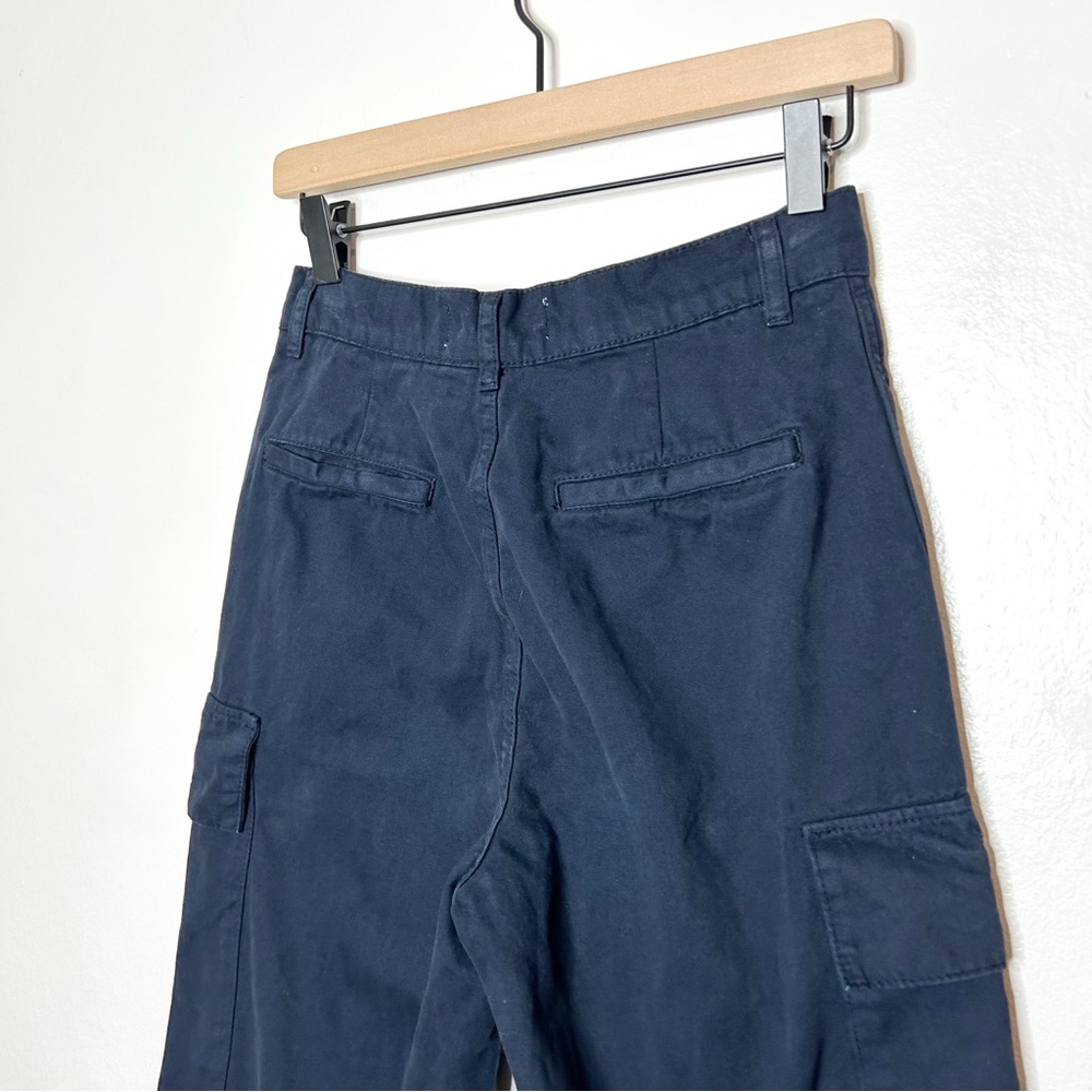 Zara Womens High Rise Wide Leg Utility Carpenter Pants Dark Navy Blue 2‎ - Picture 7 of 7